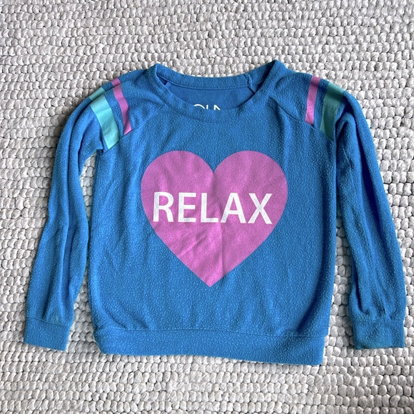 Chaser blue sweatshirt pink heart 7 - Picture 1 of 4